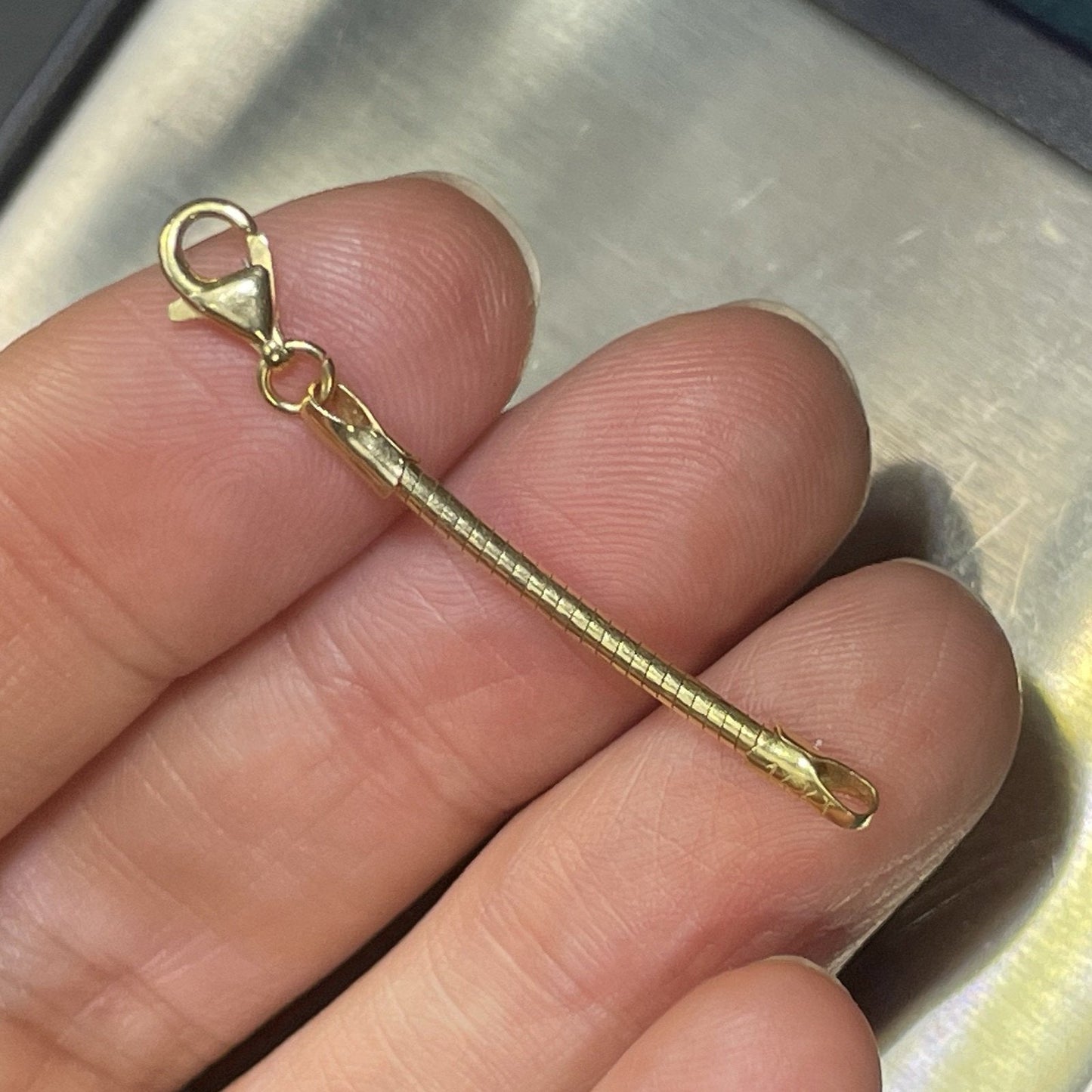 14k Yellow Gold Omega Chain Necklace 1.5" Extender. Lobster Clasp!