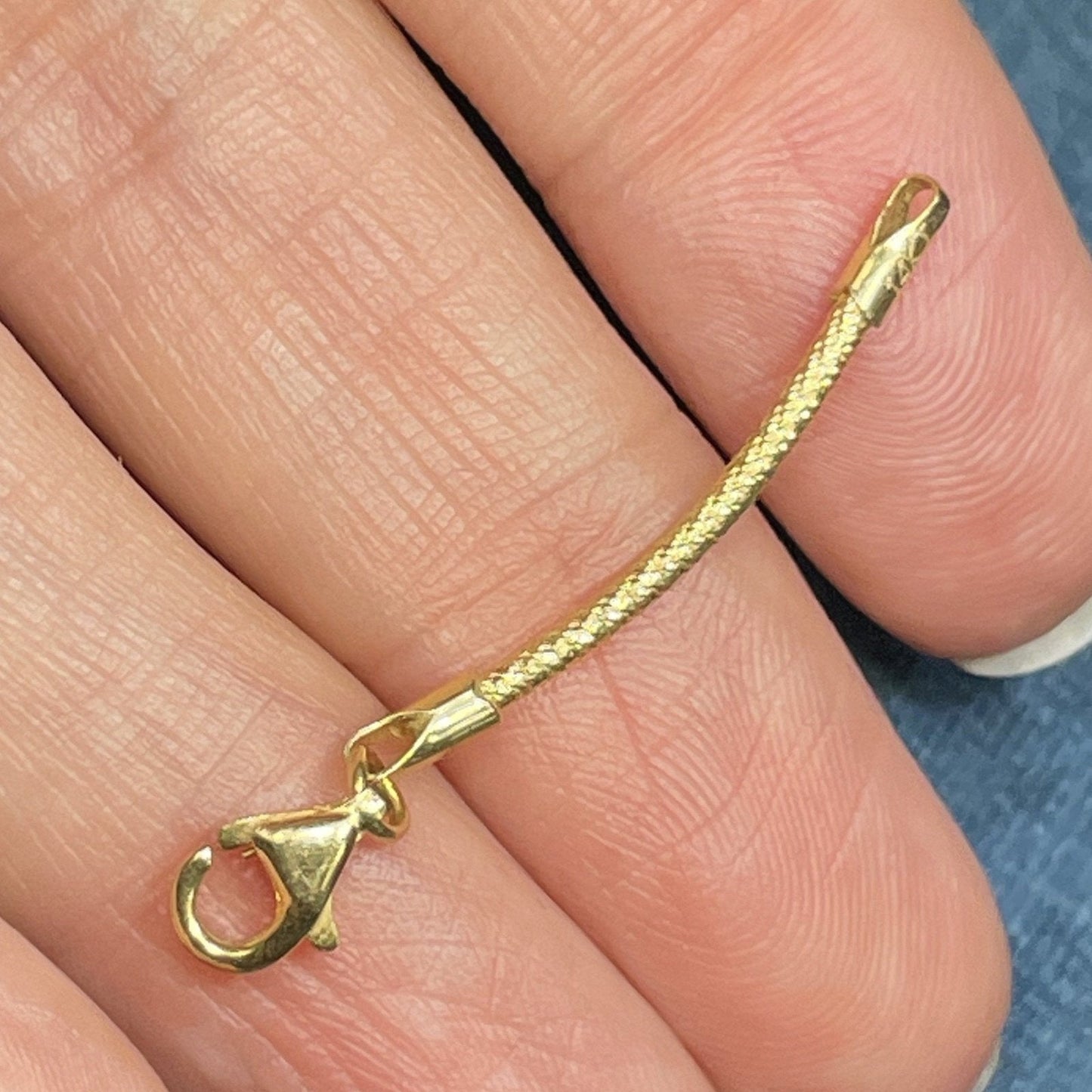 14k Yellow Gold Omega Snake Chain Necklace 1.5" Extender. Lobster Clasp!