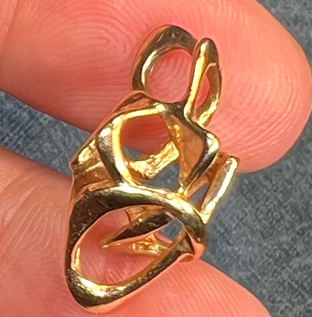 14k Yellow Gold Sculptural 3-D Knot Pendant. Designer **Video**