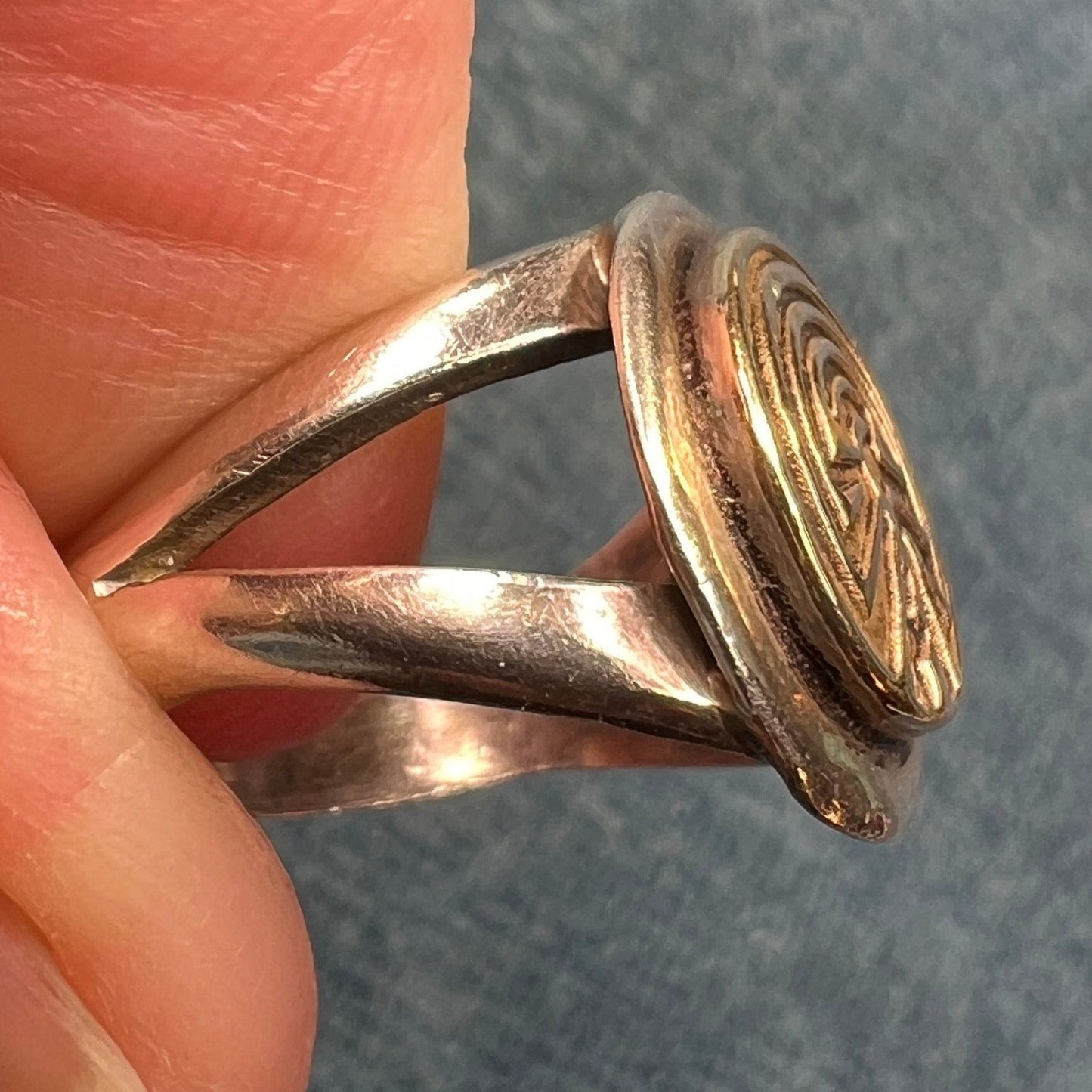 14k Yellow Gold + Sterling Silver "Man in MAZE" Ring. MM Rogers