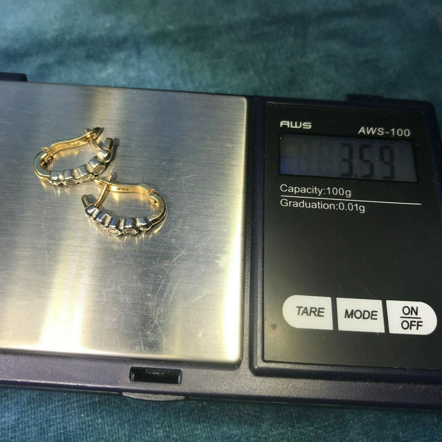 14k Yellow & White Gold 0.50 TCW Bezel-Set Diamond Hoop Earrings. 3/4"