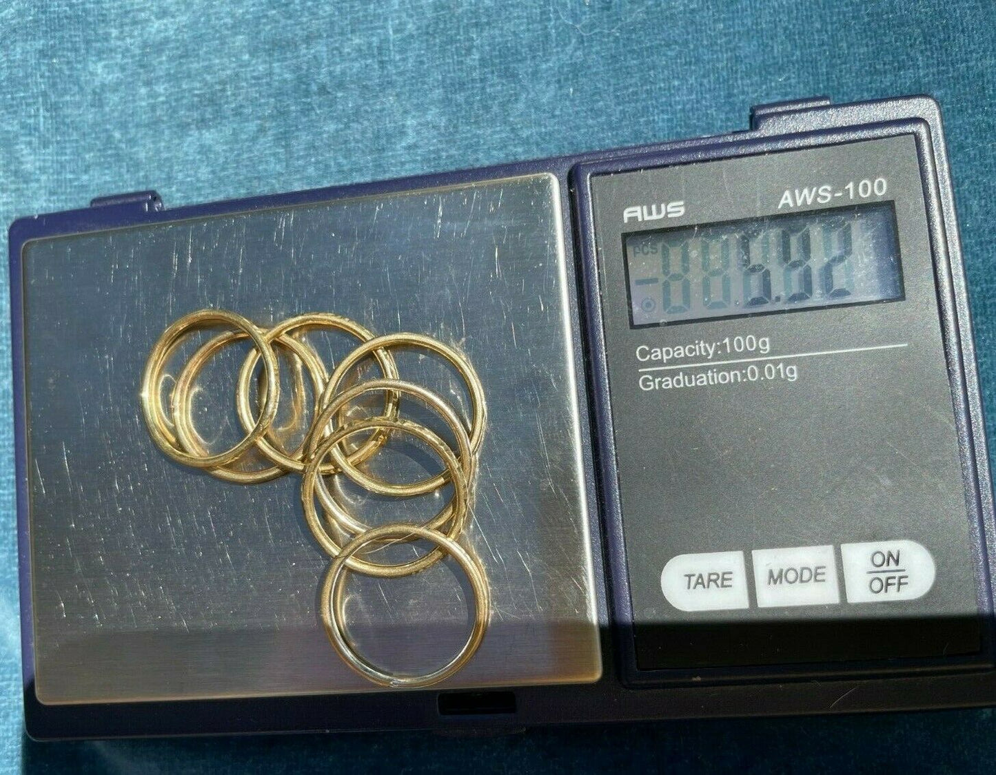 14k Yellow & White Gold *7* Band Diamond Cut Stacking Ring Set. 6g and 1/2" Wide