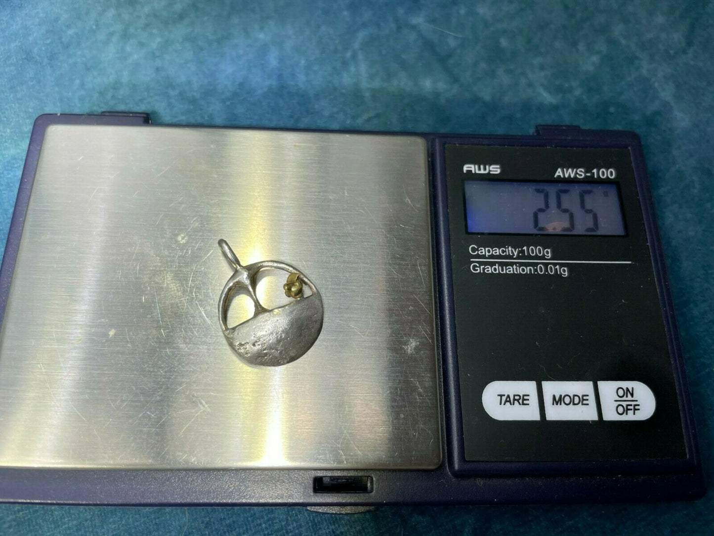 18K Yellow Gold TINY Bird on 925 Silver Disc Windowsill Pendant