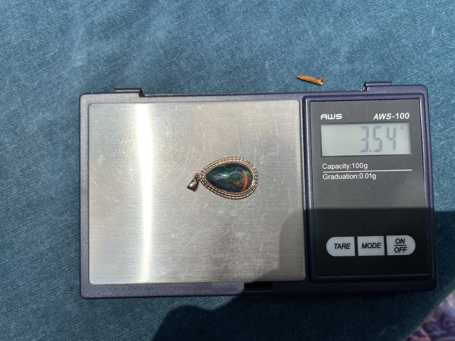 18k Yellow Gold Australian BLACK Opal Pendant. Bezel-Set **VIDEO**