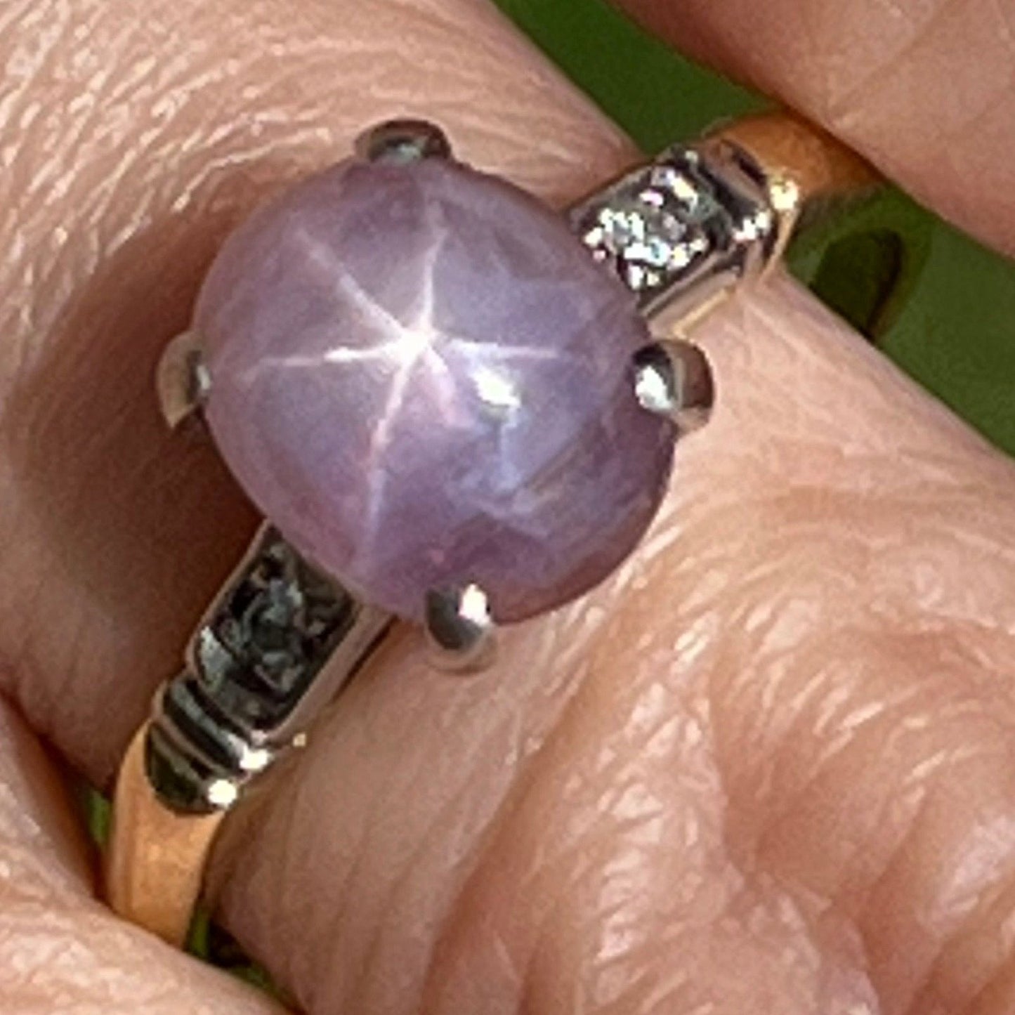 18k Gold 4 Ct Lavender Blue Star Sapphire Ring **VIDEO**