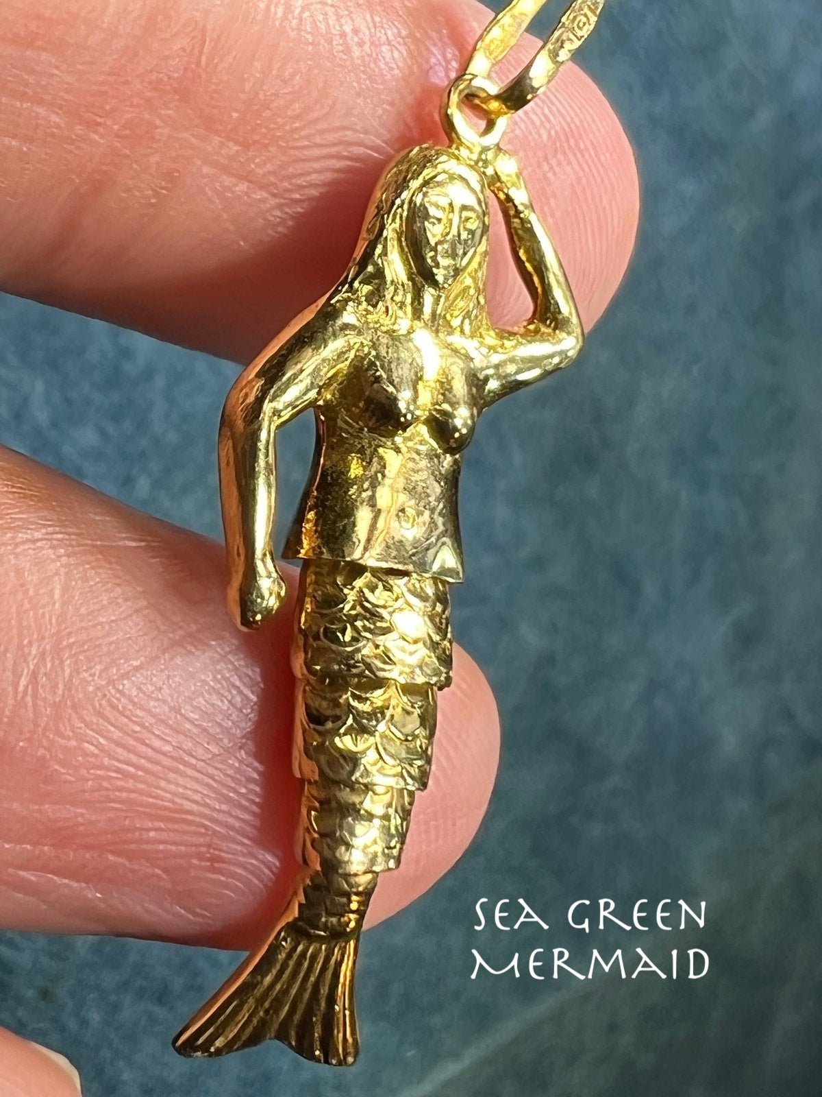 Yellow Gold Gold Mermaid Charm 18k Gold Jointed Mermaid