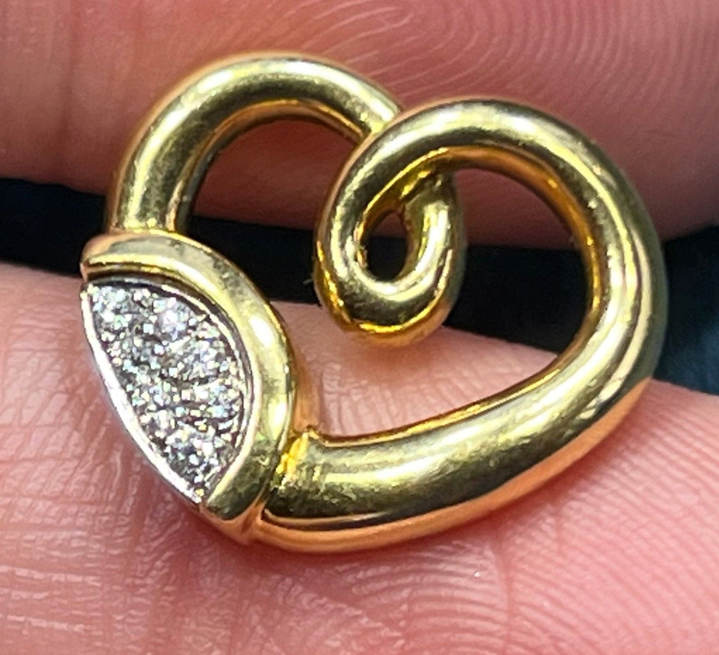 18k Gold MOVADO Diamond Crescent Moon Heart Slide Pendant
