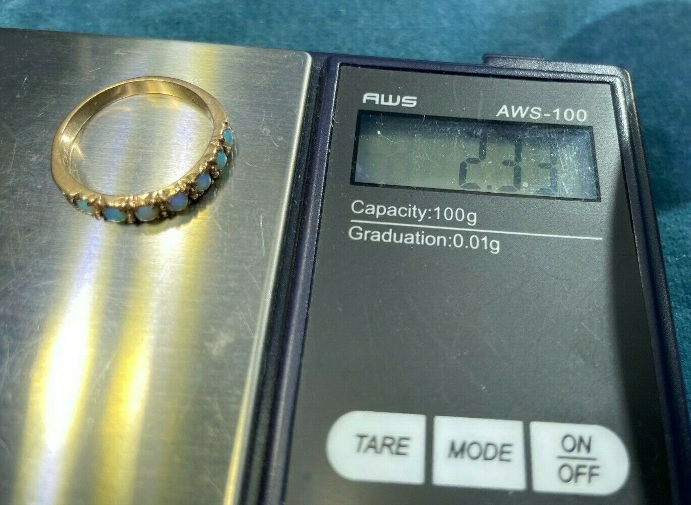 9k - 10k Yellow Gold Australian Crystal Lavender Jelly Opal Ring Band_b220_18