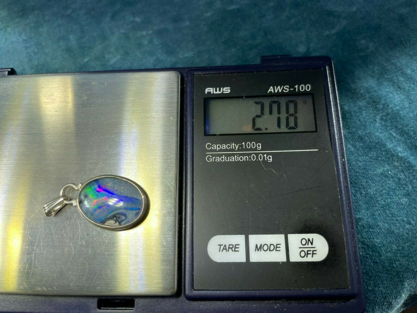 Australian Black Opal Doublet Pendant in 925. Peacock Feather**VIDEO**_b27_12_20