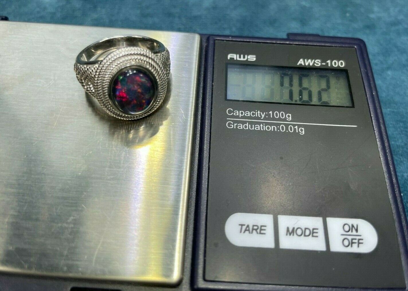 Australian Black Opal Triplet Ring in 925 **VIDEO**_21_333