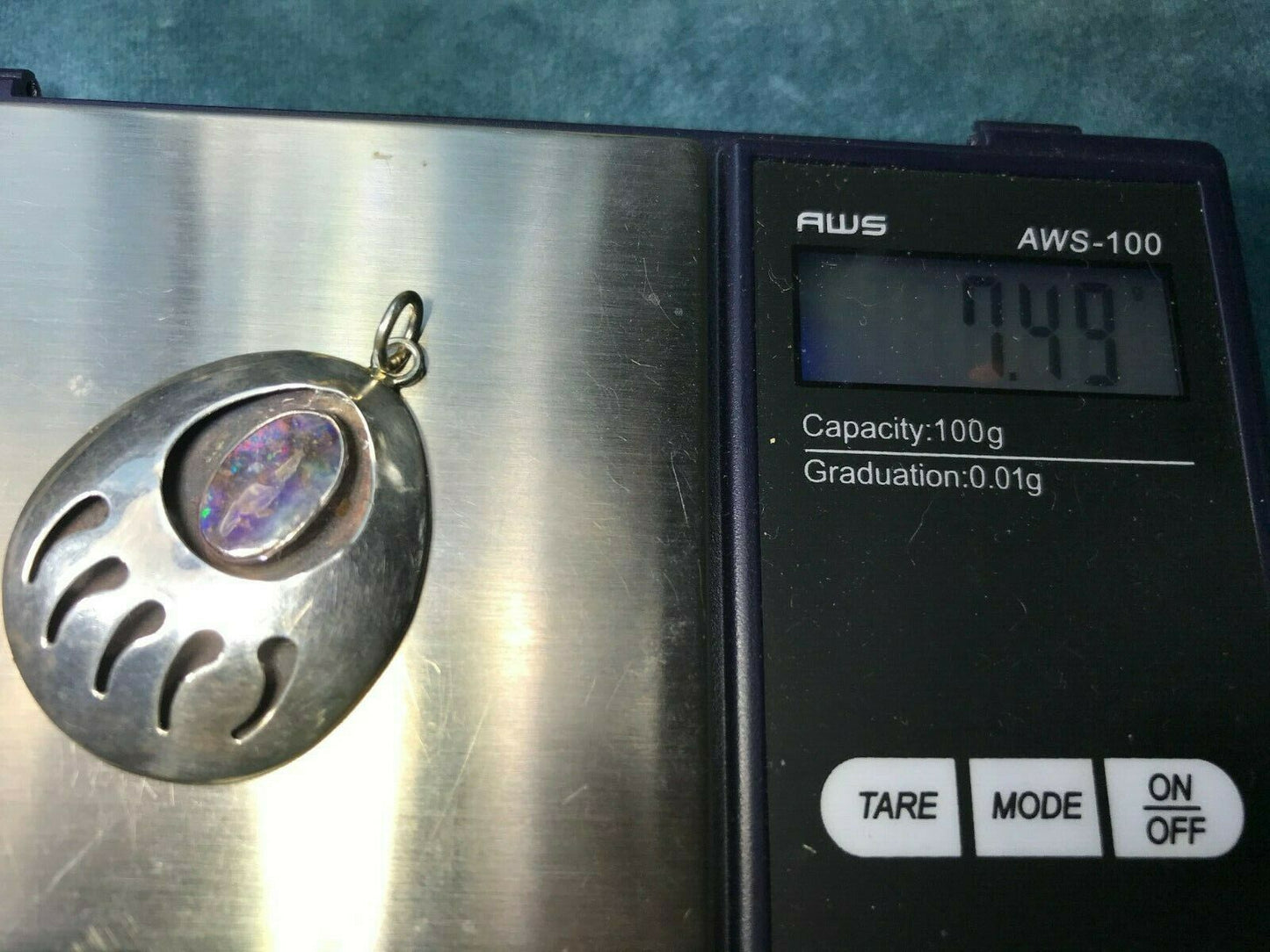 Australian Boulder Black Opal Bear Paw Pendant. 925 Pawn**VIDEO**WC