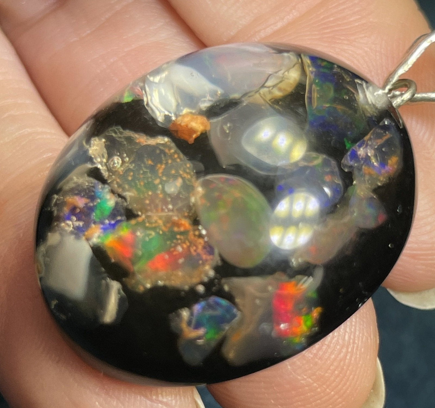 Australian Floating Black Bubble Opal Pendant. 1950s *VIDEO*