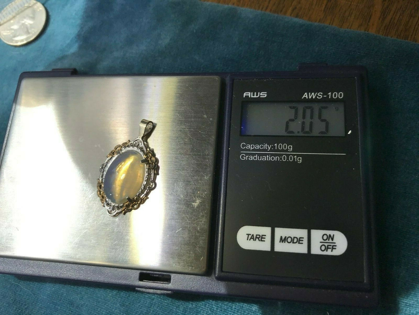 Australian Lightning Ridge Jelly Opal Pendant. 925. Large-