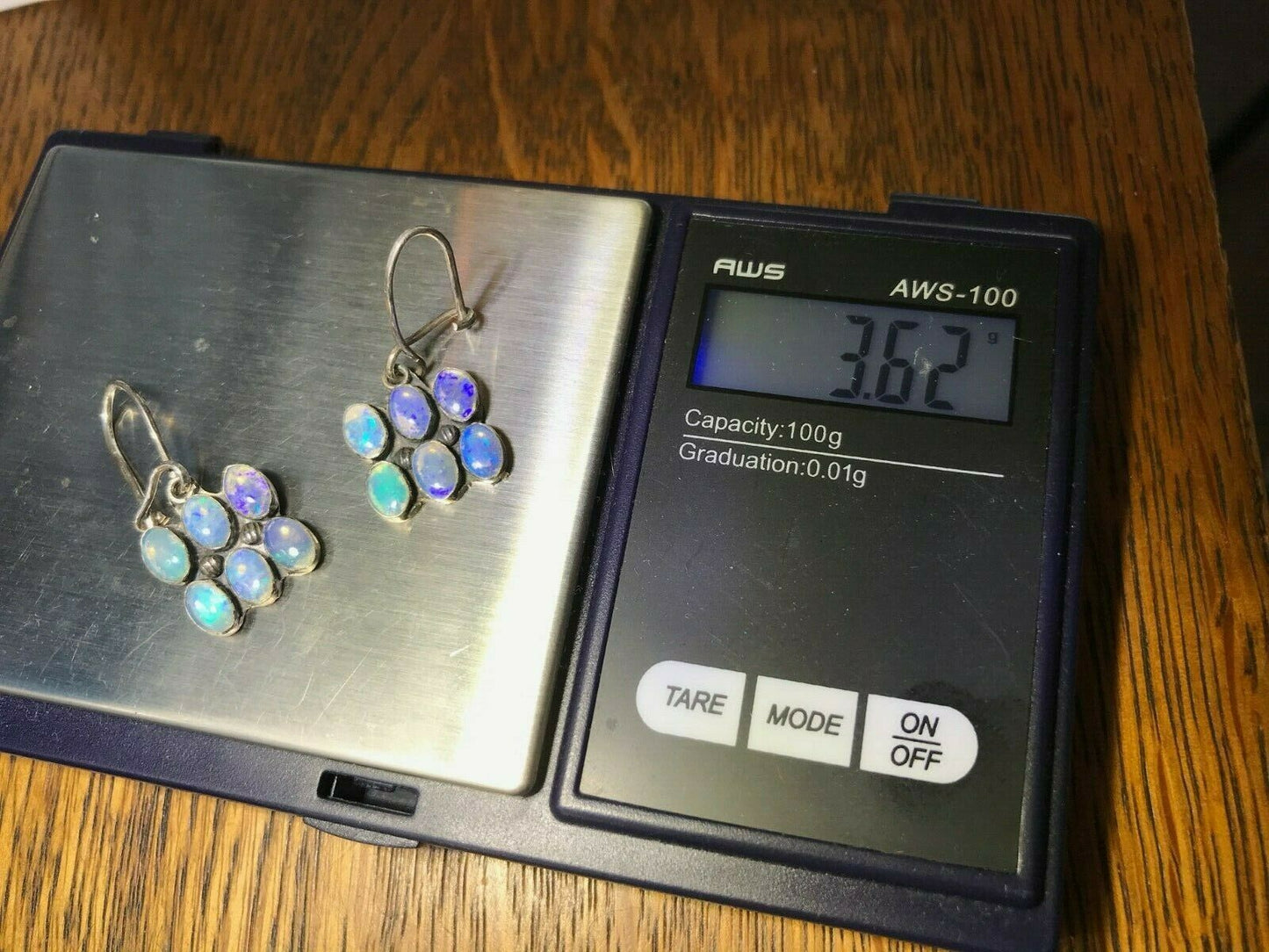 Australian Purple Opal Triplet 925 Earrings. Bezel-Set & Dangly. Periwinkle!!