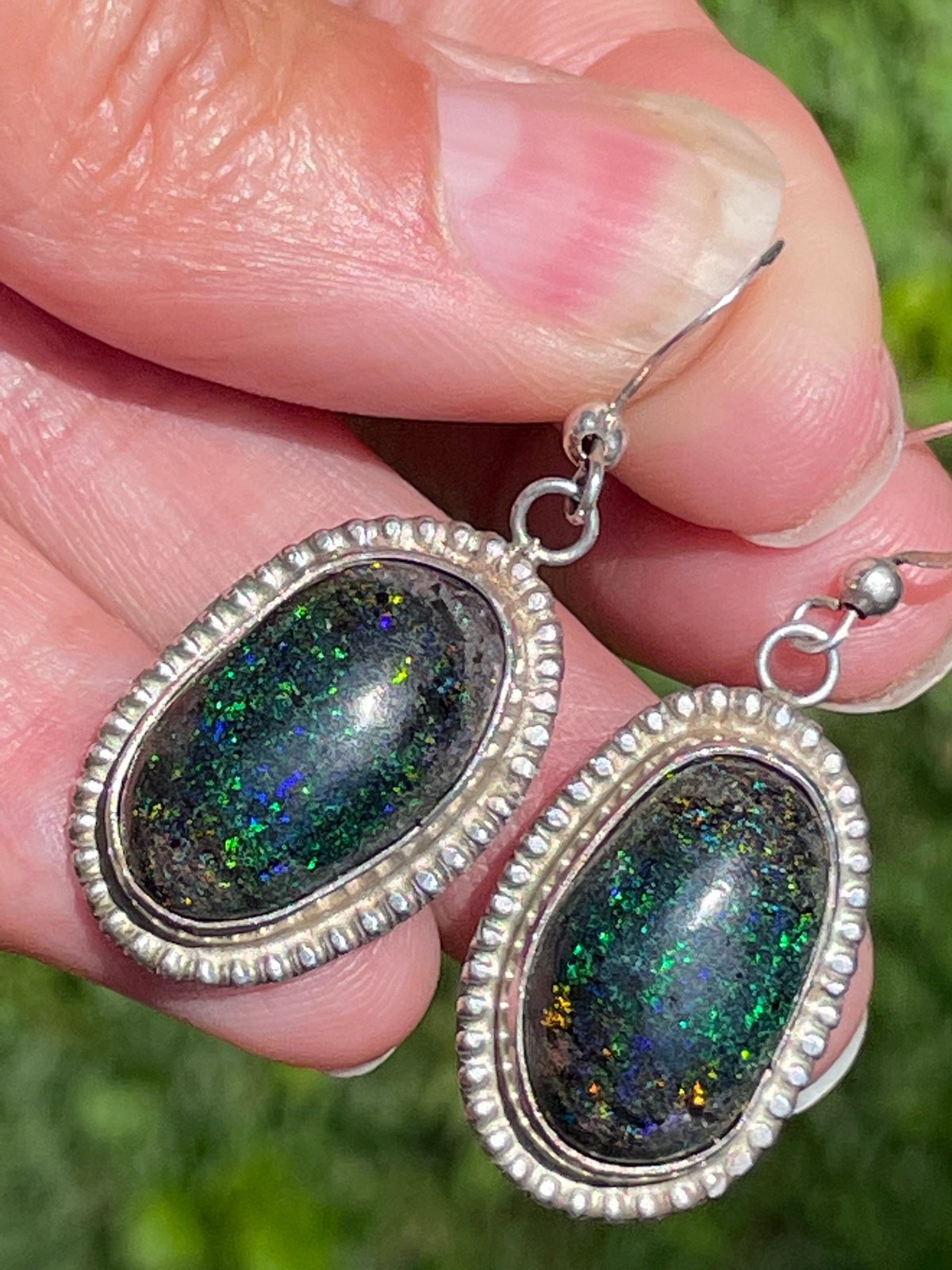 Australian Black Andamooka Boulder Opal Earrings. 9g & 1.5" **VIDEO**