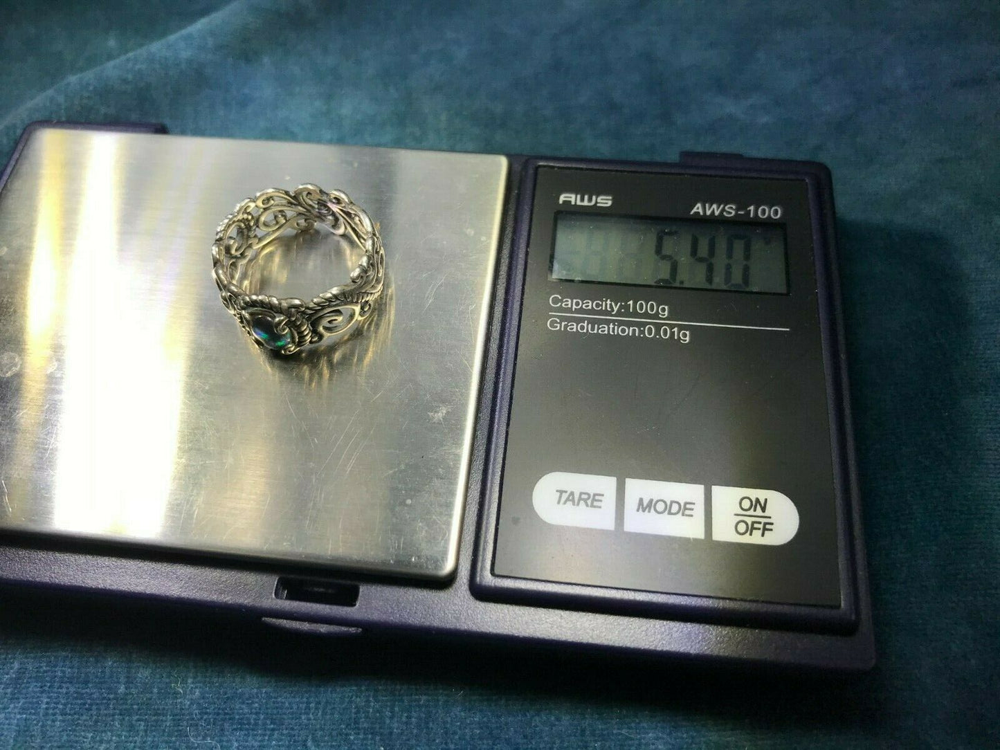 Australian Black Opal Doublet Celtic Knot Ring. Wide Band_b40_20