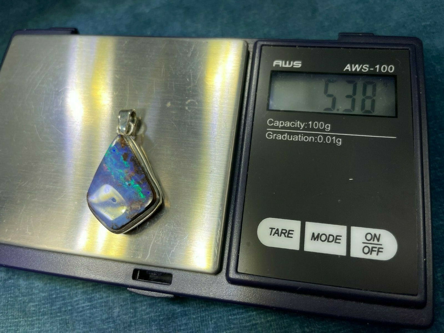 Australian Boulder Opal Pendant in Sterling Silver. Periwinkle **VIDEO**