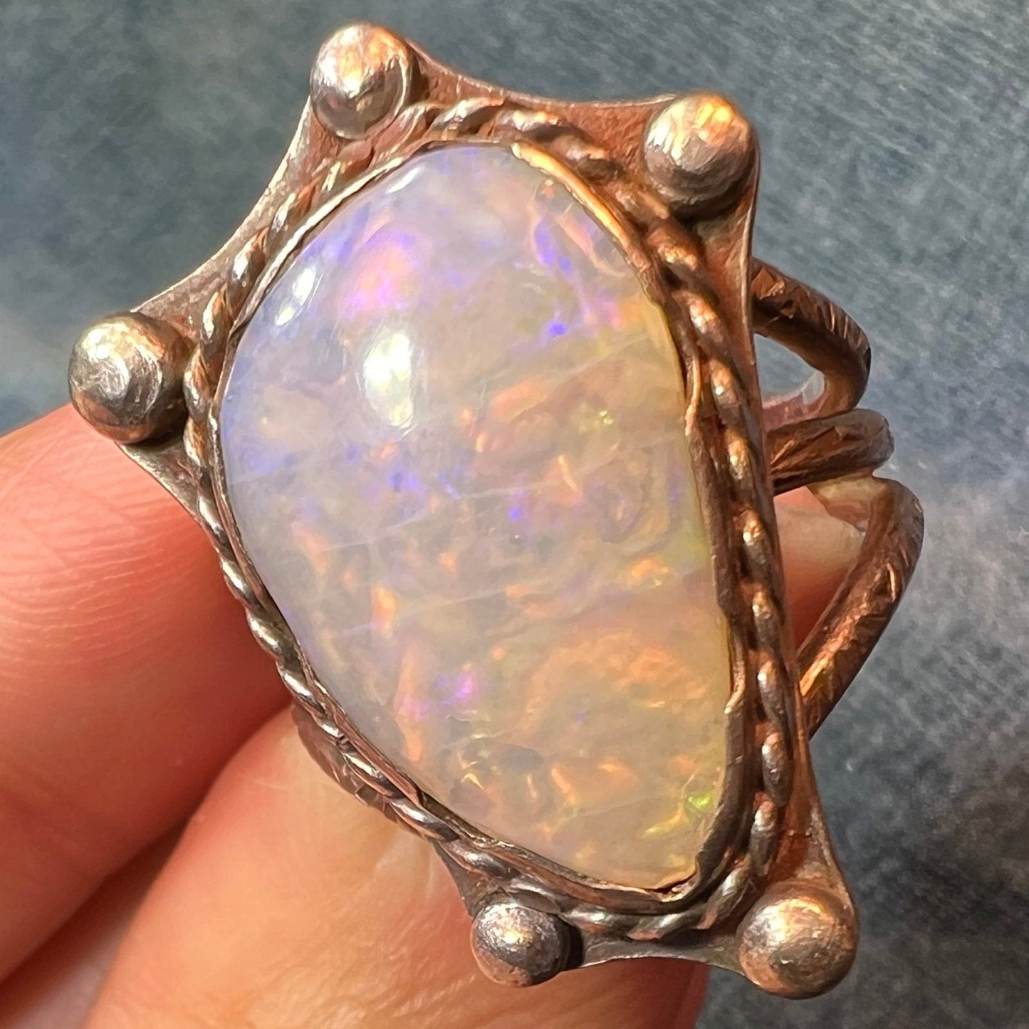 Australian Jelly Opal Sterling Silver Ring. 1"+ 9g **Video**