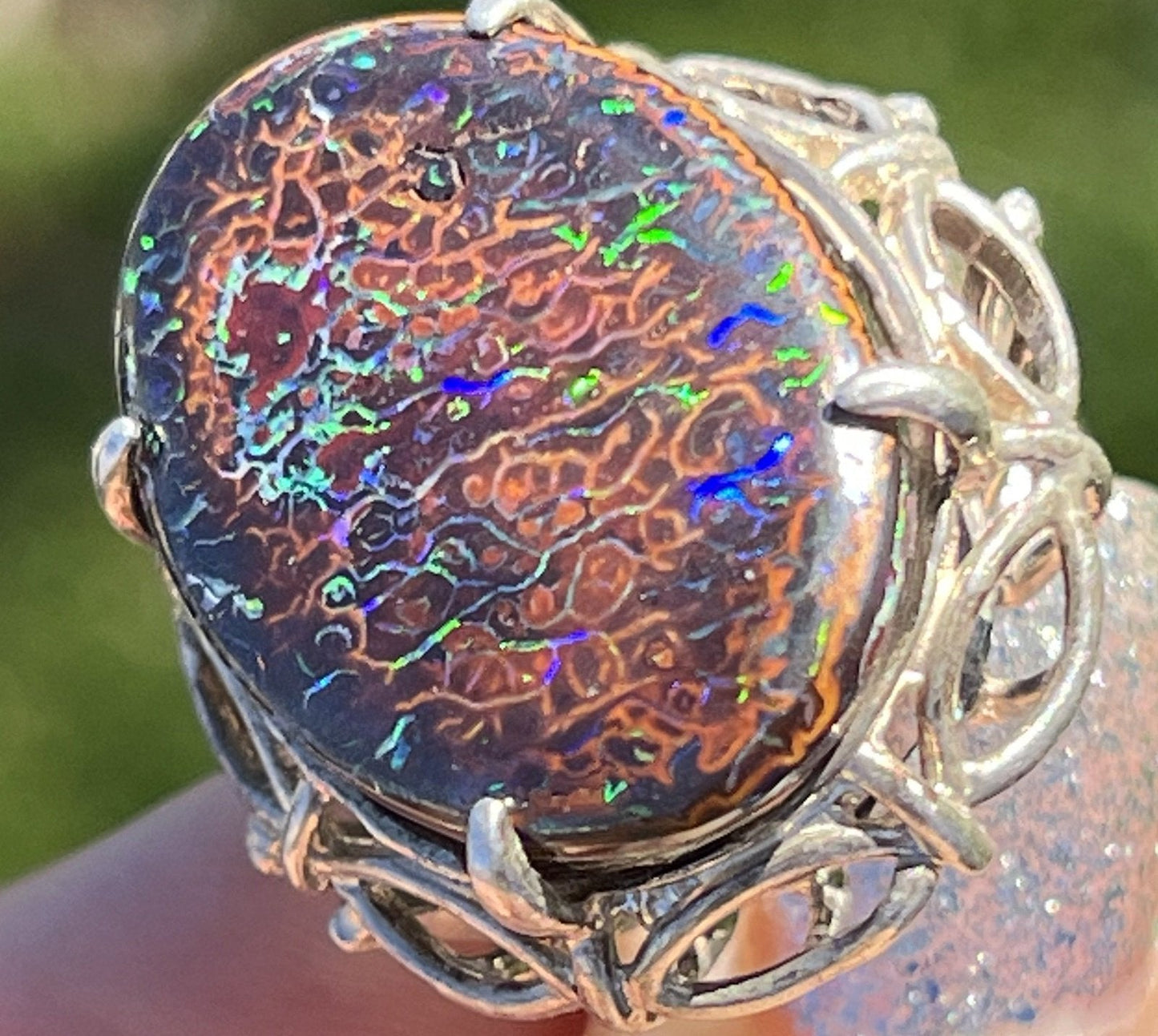 Australian Koroit Boulder Opal Ring in 925. 1"+ 12g **Video**