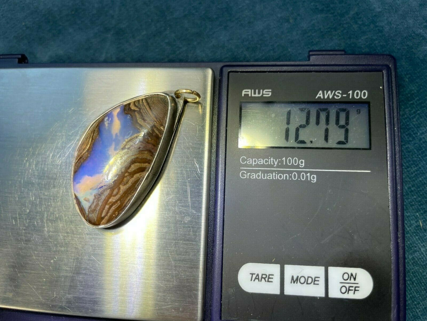 Australian Lavender Jelly Boulder Opal Pendant in 925 w 14k Bail ***VIDEO***