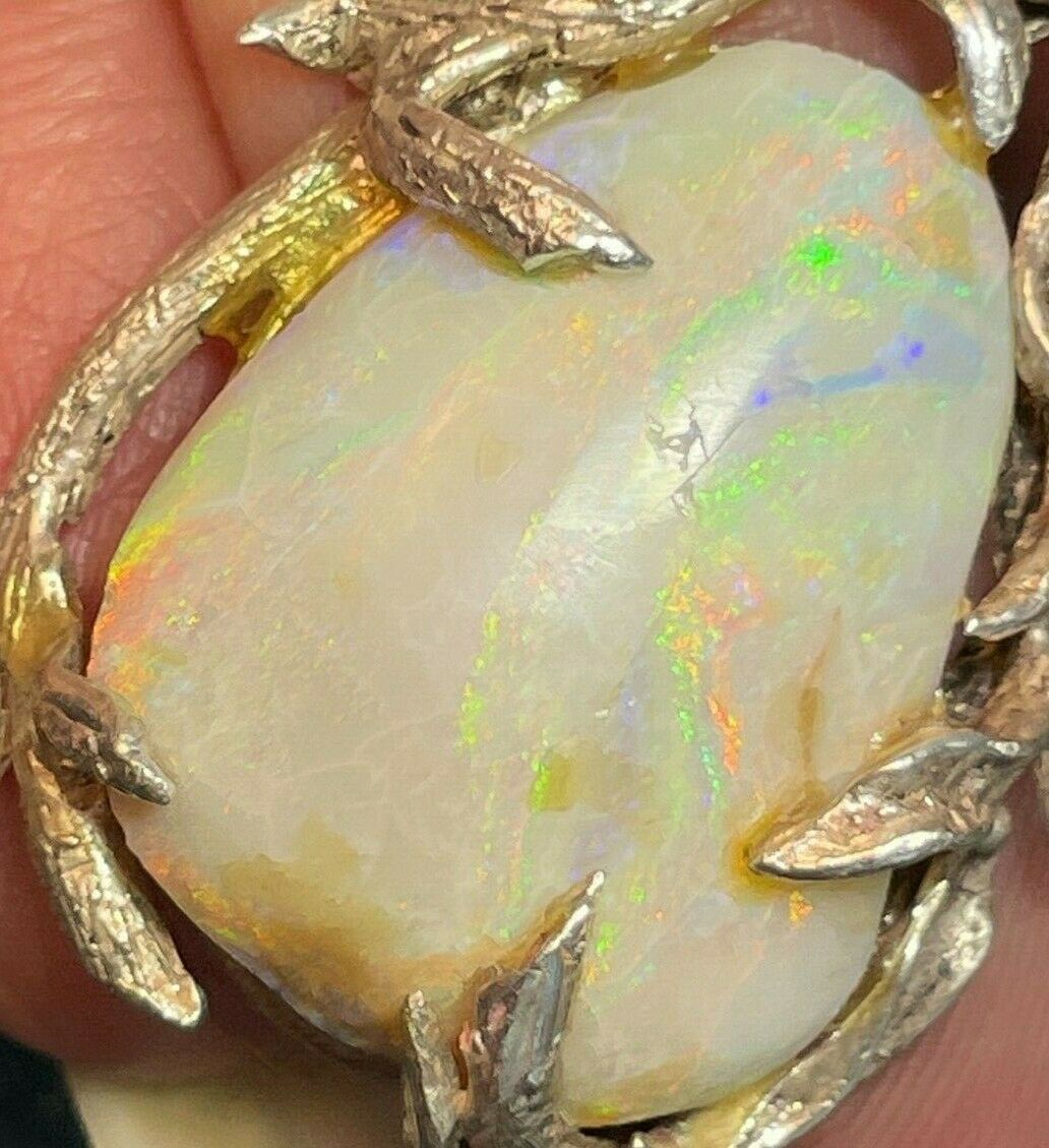 Australian Opal Pendant in 925. Large & Rainbow-y**VIDEO**