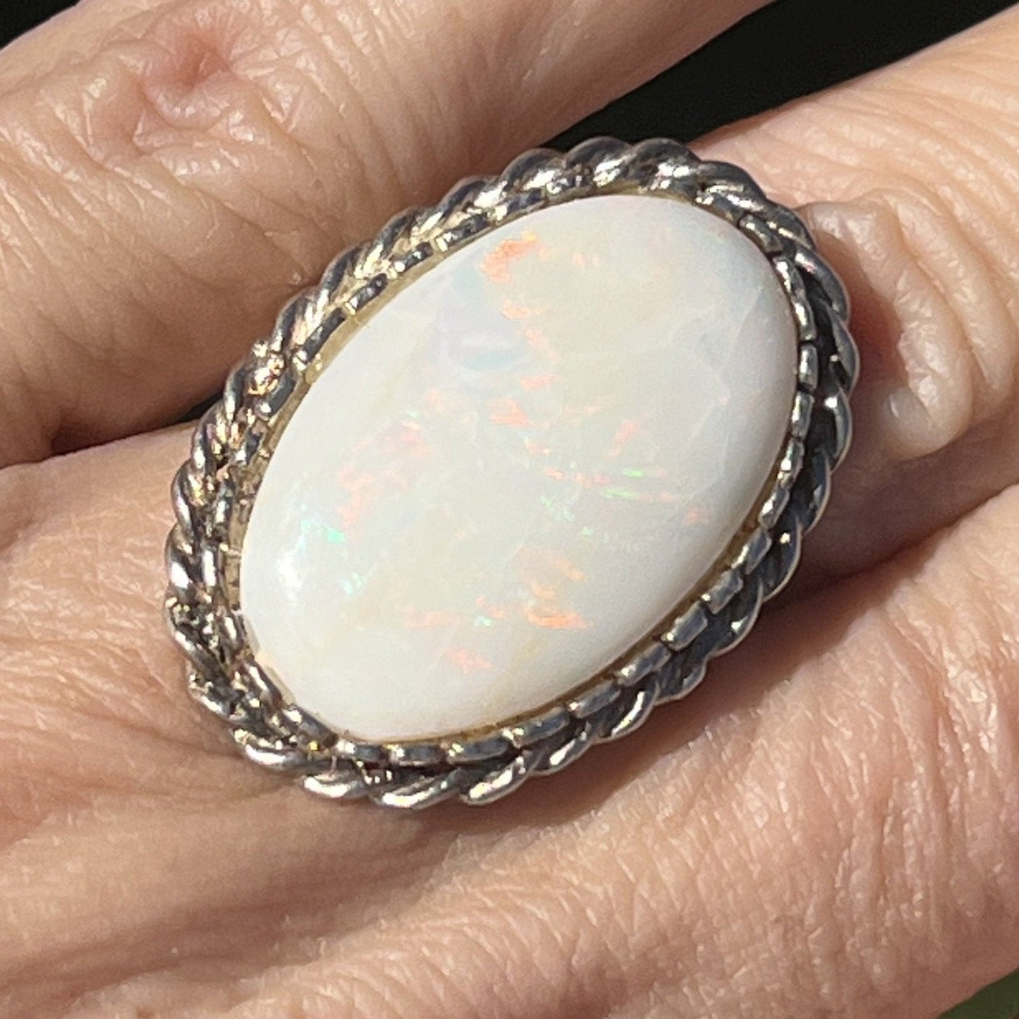 Australian Opal Ring in Sterling Silver. 1" **Video**
