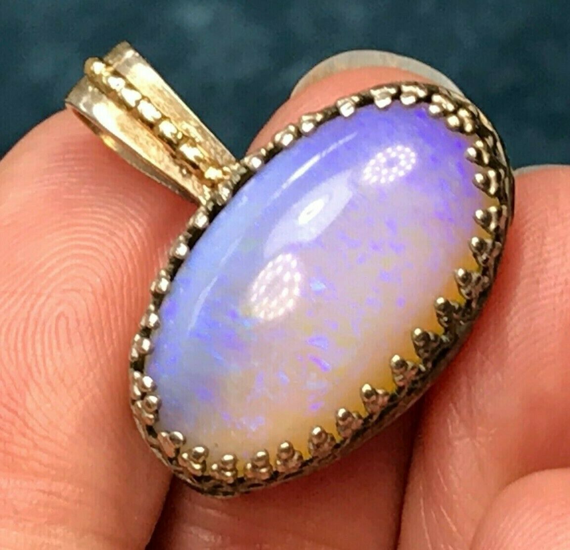 Brazilian Lavender Purple Crystal Opal w 14k Pendant. Large 1" **VIDEO*-K1L00J