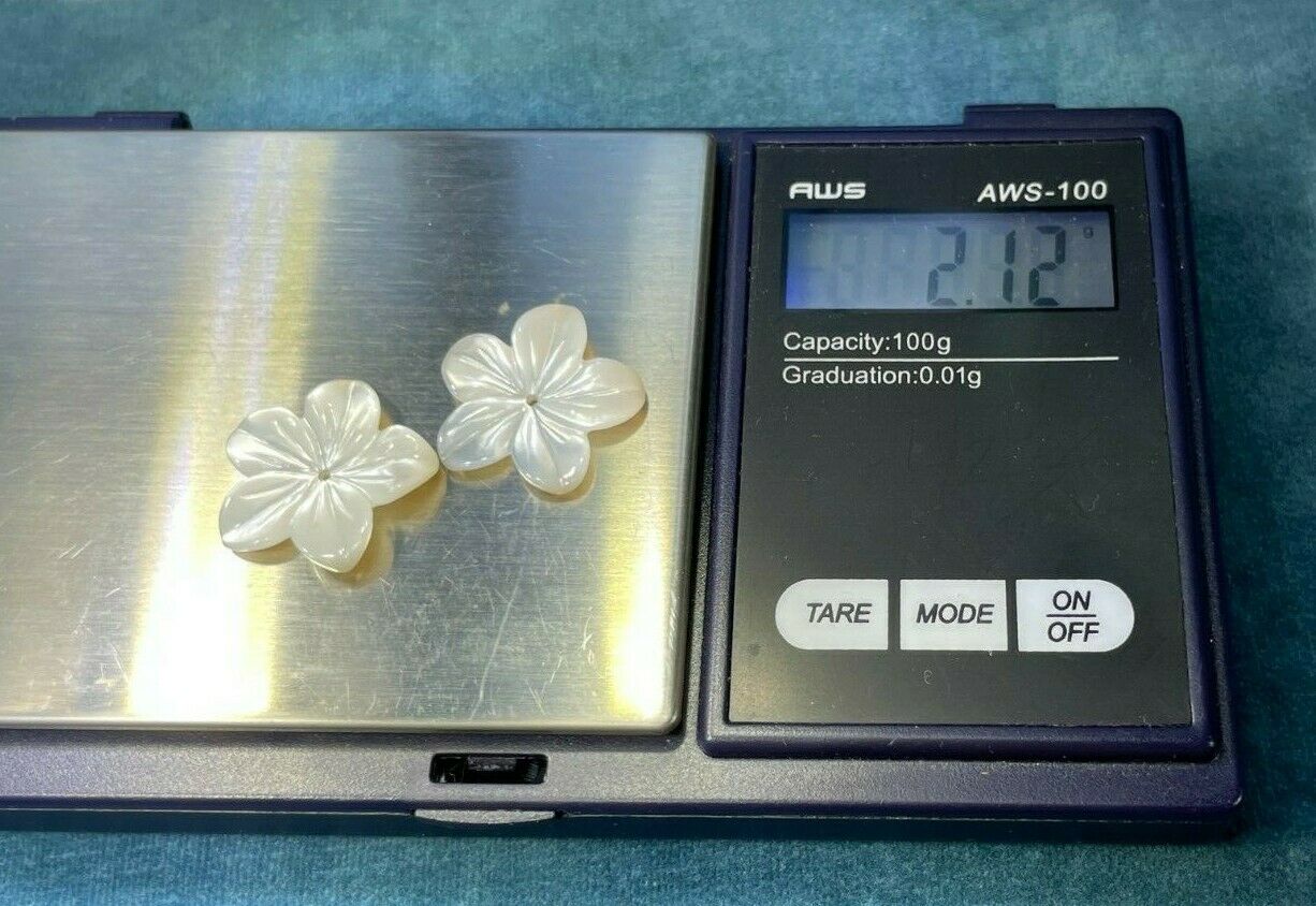 Carved White Mother of Pearl MOP Earring Jacket Enhancers. Hawaiian Hibiscus!