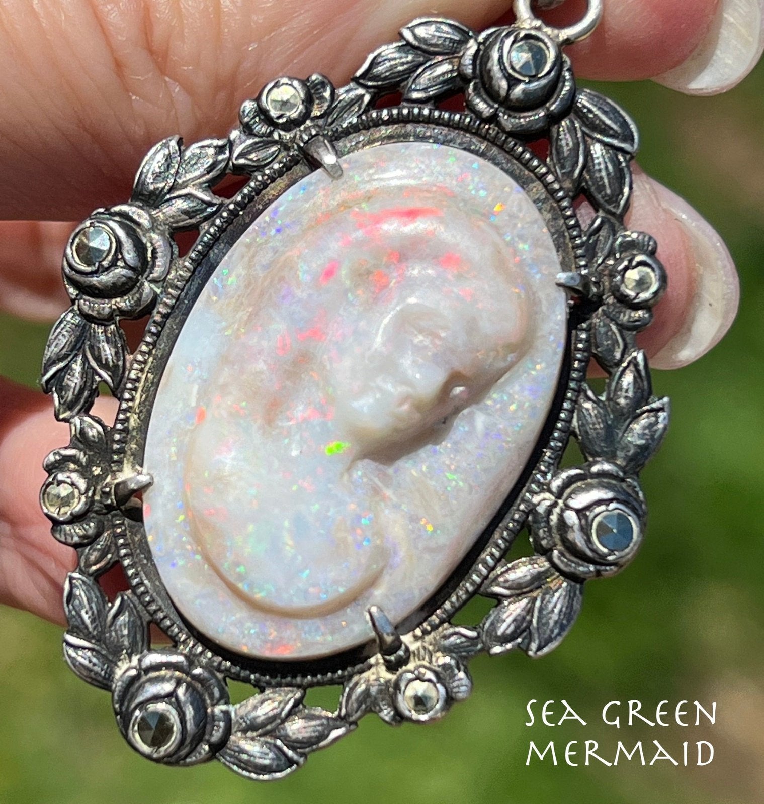 Carved Australian Opal Cameo Pendant in 2