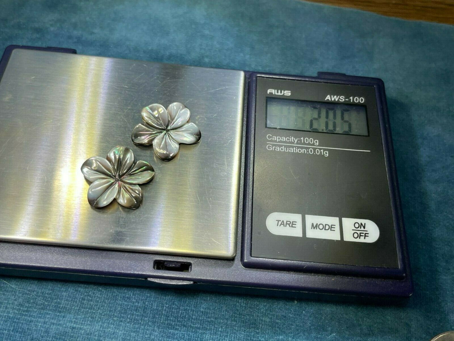 Carved Ballerina Black Mother of Pearl MOP Earring Jackets. Hawaiian Hibiscus!