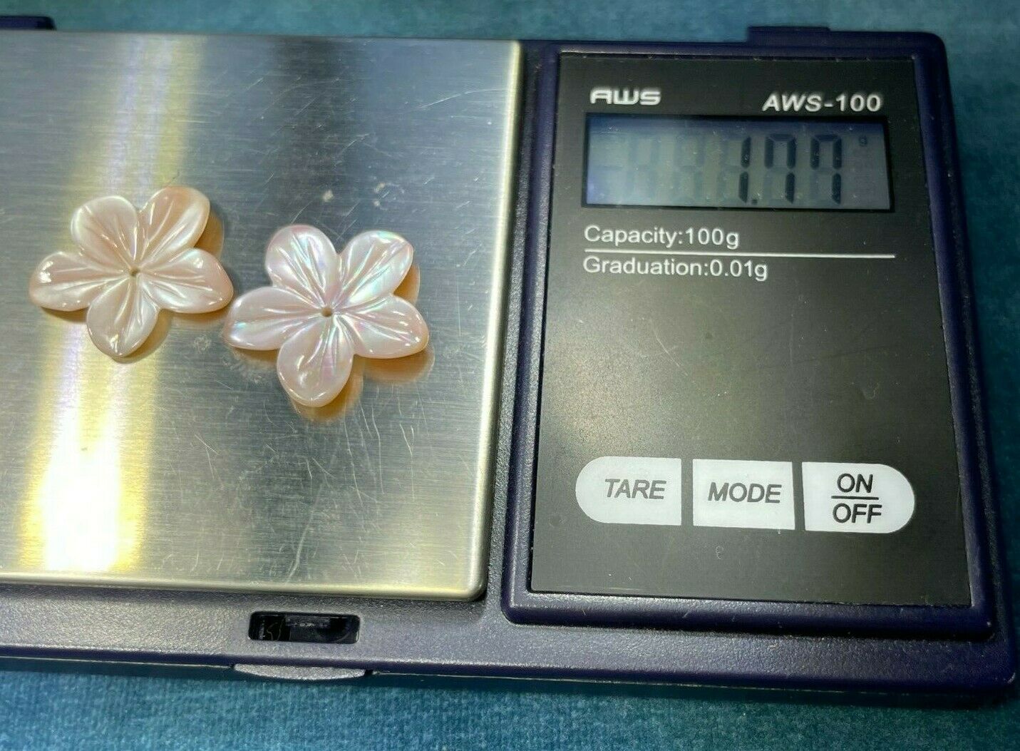 Carved Ballerina Pink Mother of Pearl MOP Earring Jackets. Hawaiian Hibiscus!