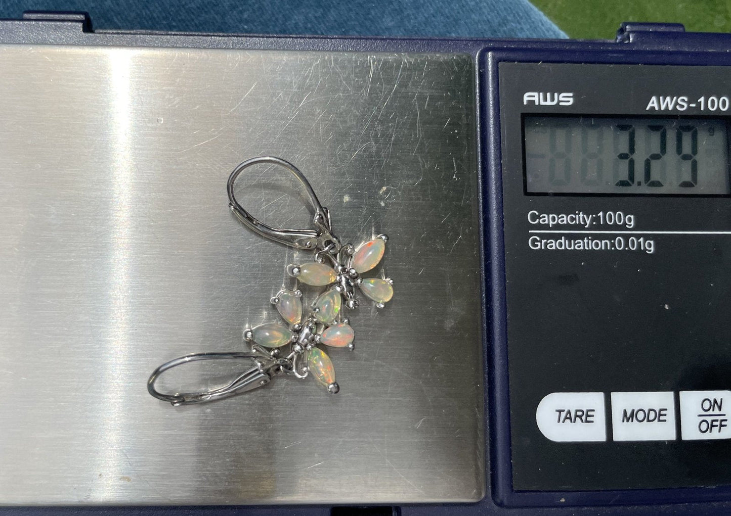 Ethiopian Welo Jelly Opal BUTTERFLY 925 leverback Earrings **VIDEO**