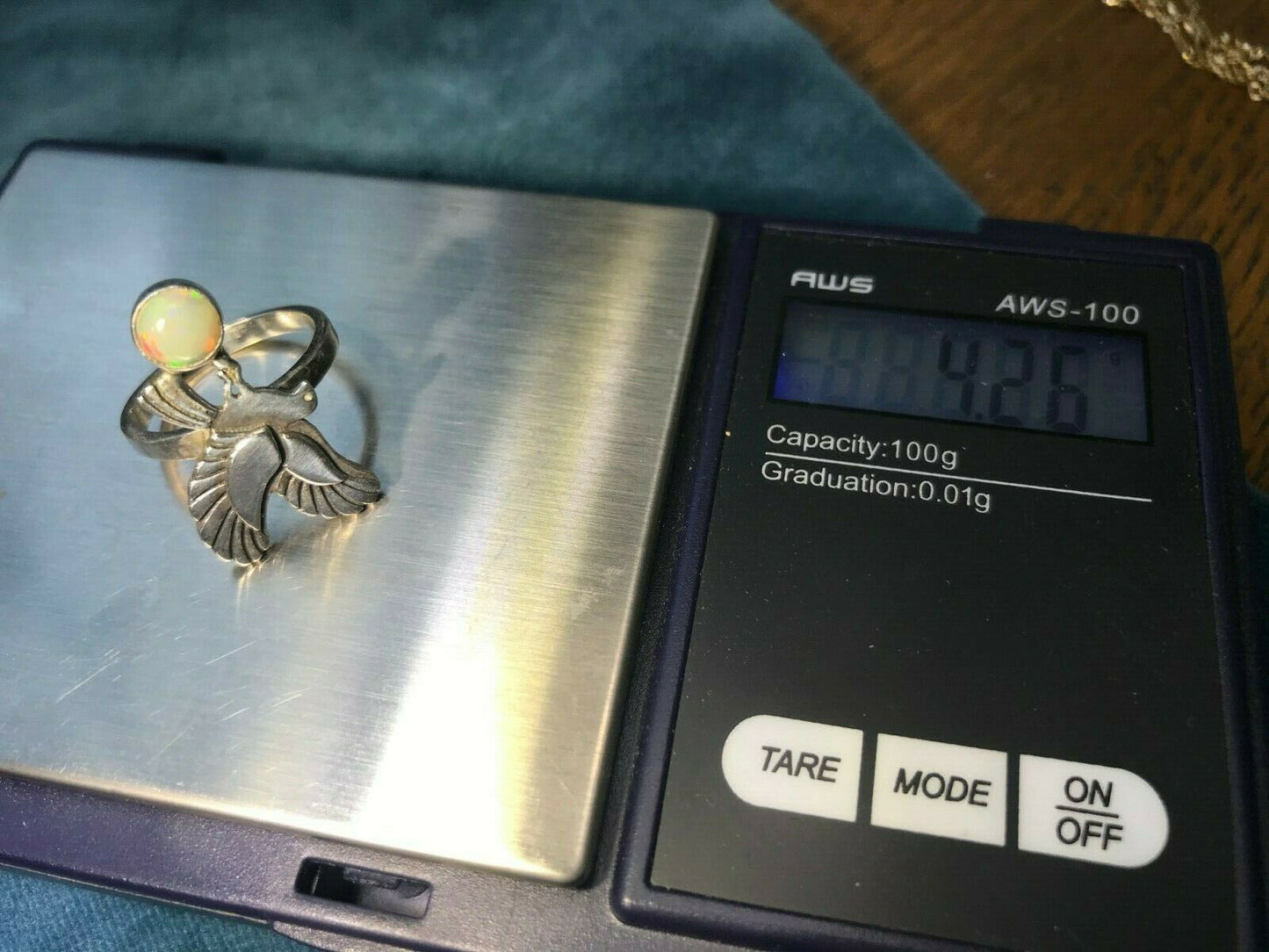 Ethiopian Welo Opal Peace Dove Ring in 925. **VIDEO**