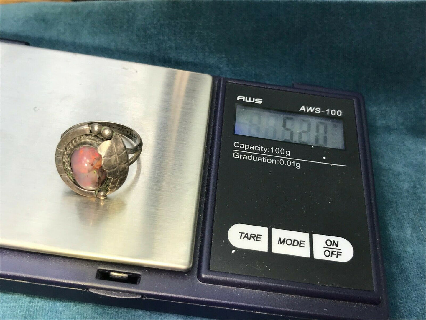 Mexican Fire Jelly Opal Ring. 925 Old Pawn.**VIDEO**