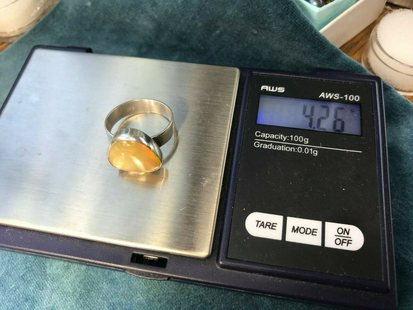 Mexican Fire Jelly Opal Ring. Large 2/3" - **VIDEO**