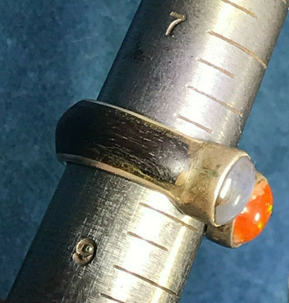 Mexican Fire Opal & Gray Star Sapphire Ring. 925**VIDEO**
