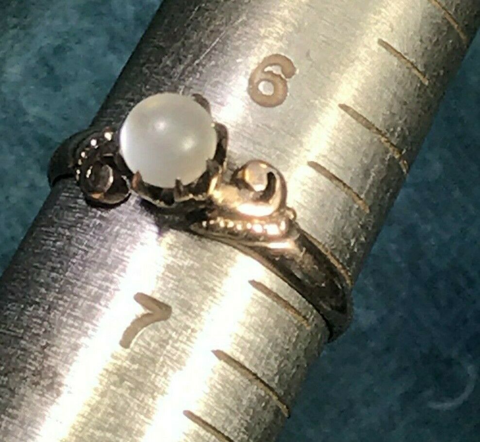 SG MERMAID 10k Yellow Rose Gold Victorian Rainbow Moonstone Ring**VIDEO*-K1L14J