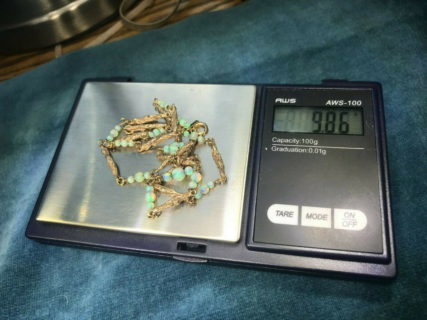 SG MERMAID 14k Yellow Gold Australian Jelly Opal By-the-Yard Necklace**VIDEO**