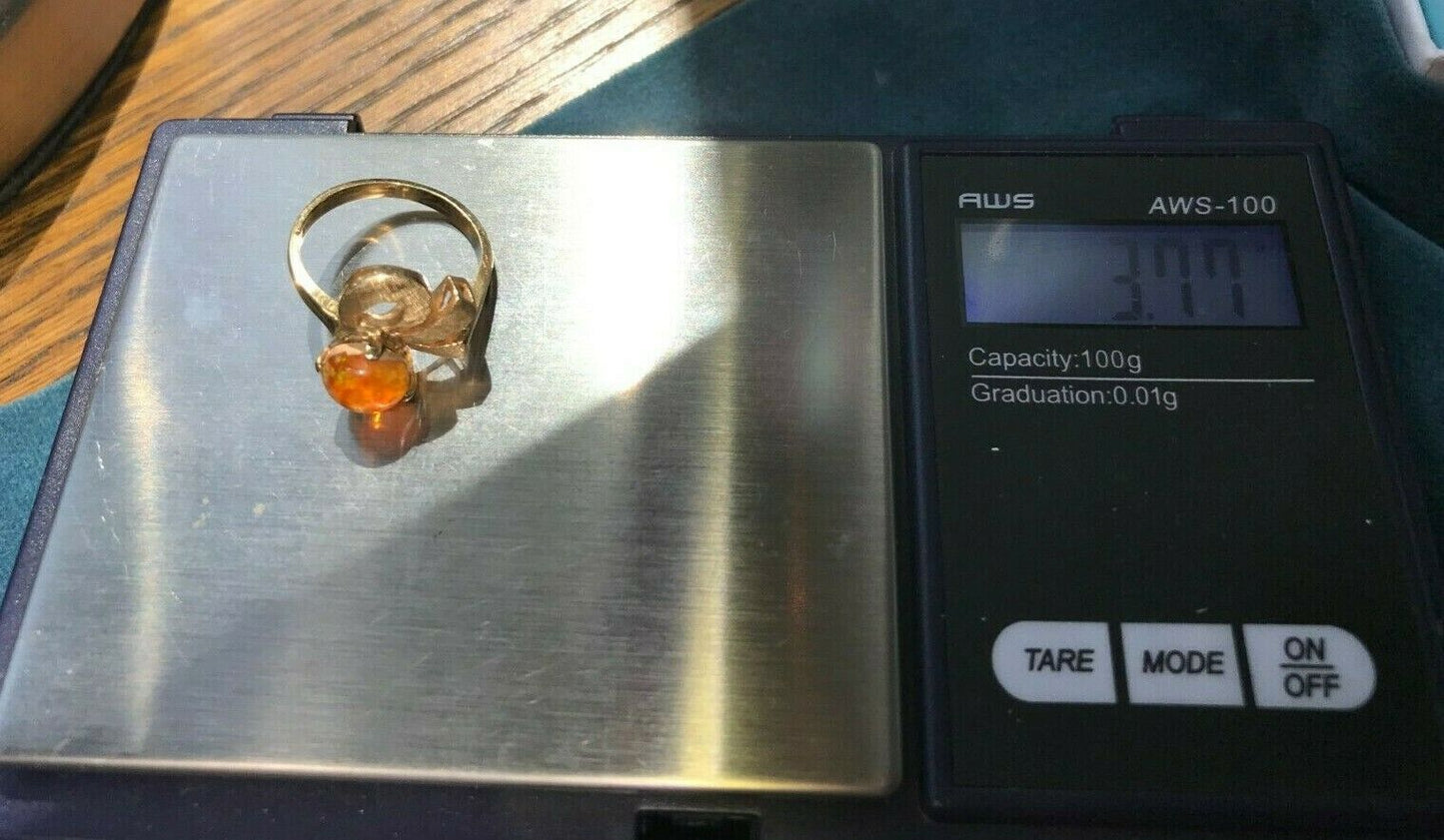 SG MERMAID 14k Yellow Gold MEXICAN Fire Boulder Opal Ring **VIDEO**-K11L4J