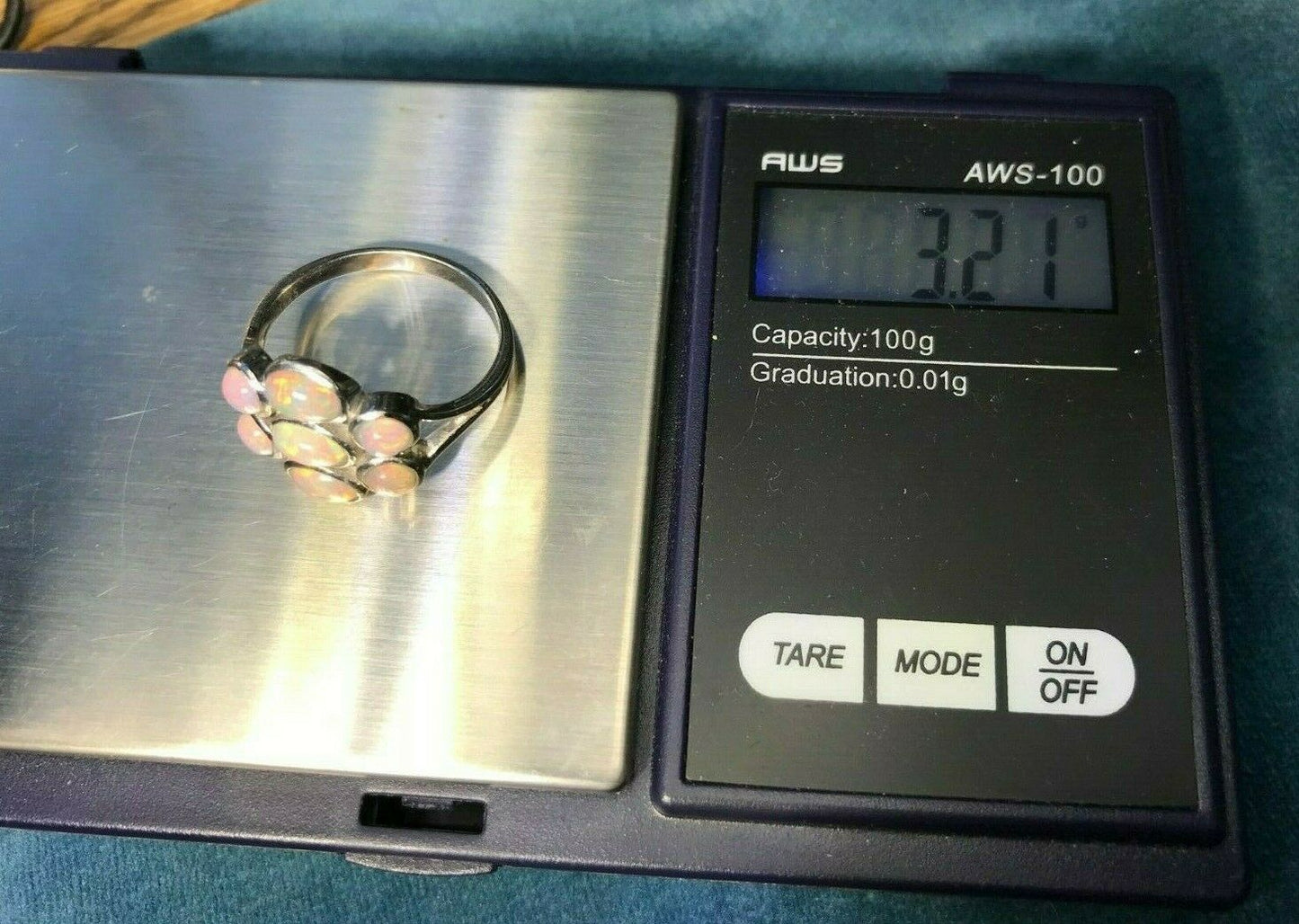 SG MERMAID Ethiopian Welo Jelly Opal Cluster Ring. COLOR CHANGE **VIDEO**-K3L4J