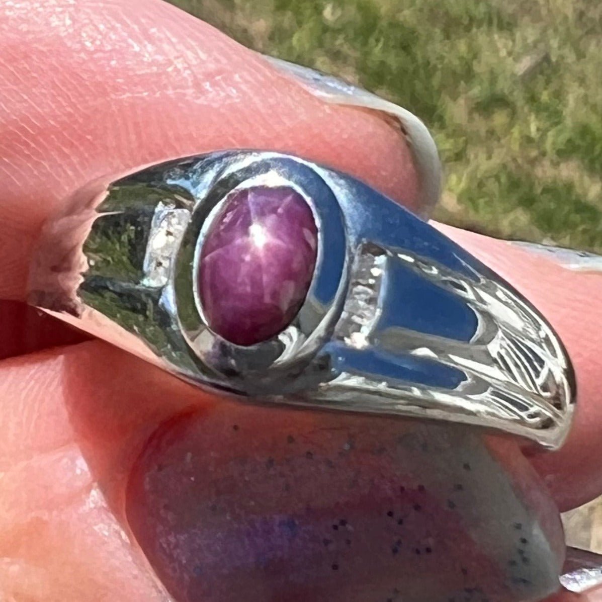 Sterling Silver Natural 1 Ct Natural Star Ruby Signet Ring *Video*