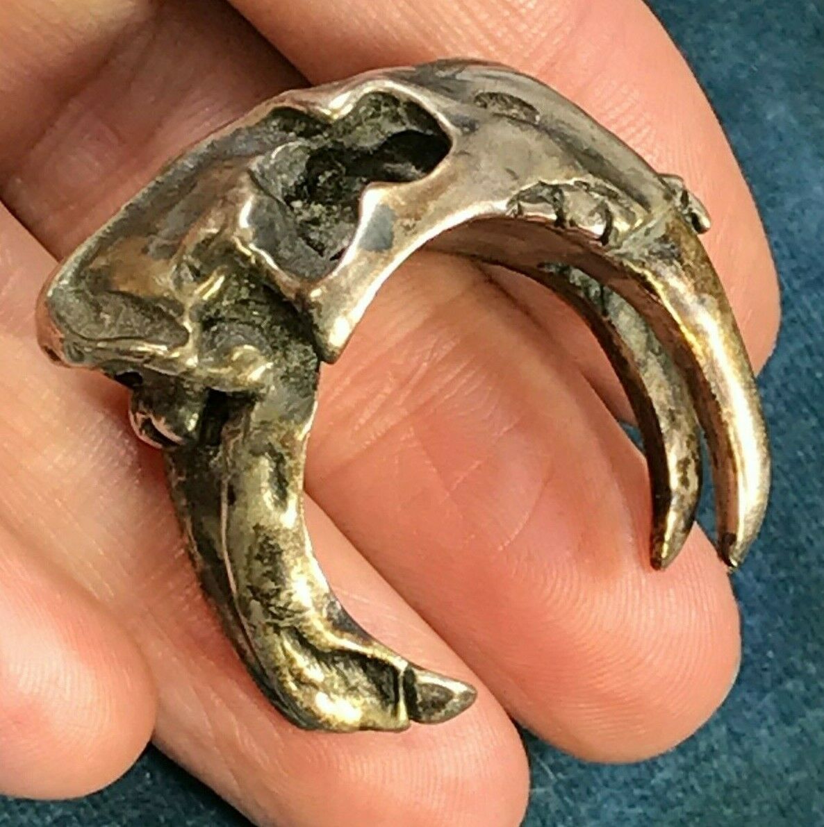 Sterling Silver Prehistoric Sabertooth Tiger Cast Wrap Ring. Biker_D0_17