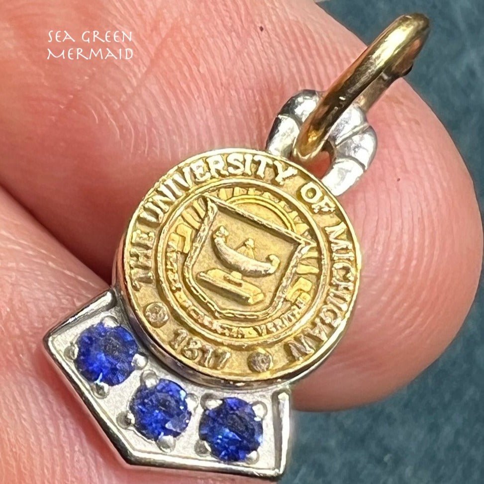 10k 2-Tone Gold University of Michigan Signet Insignia Pendant