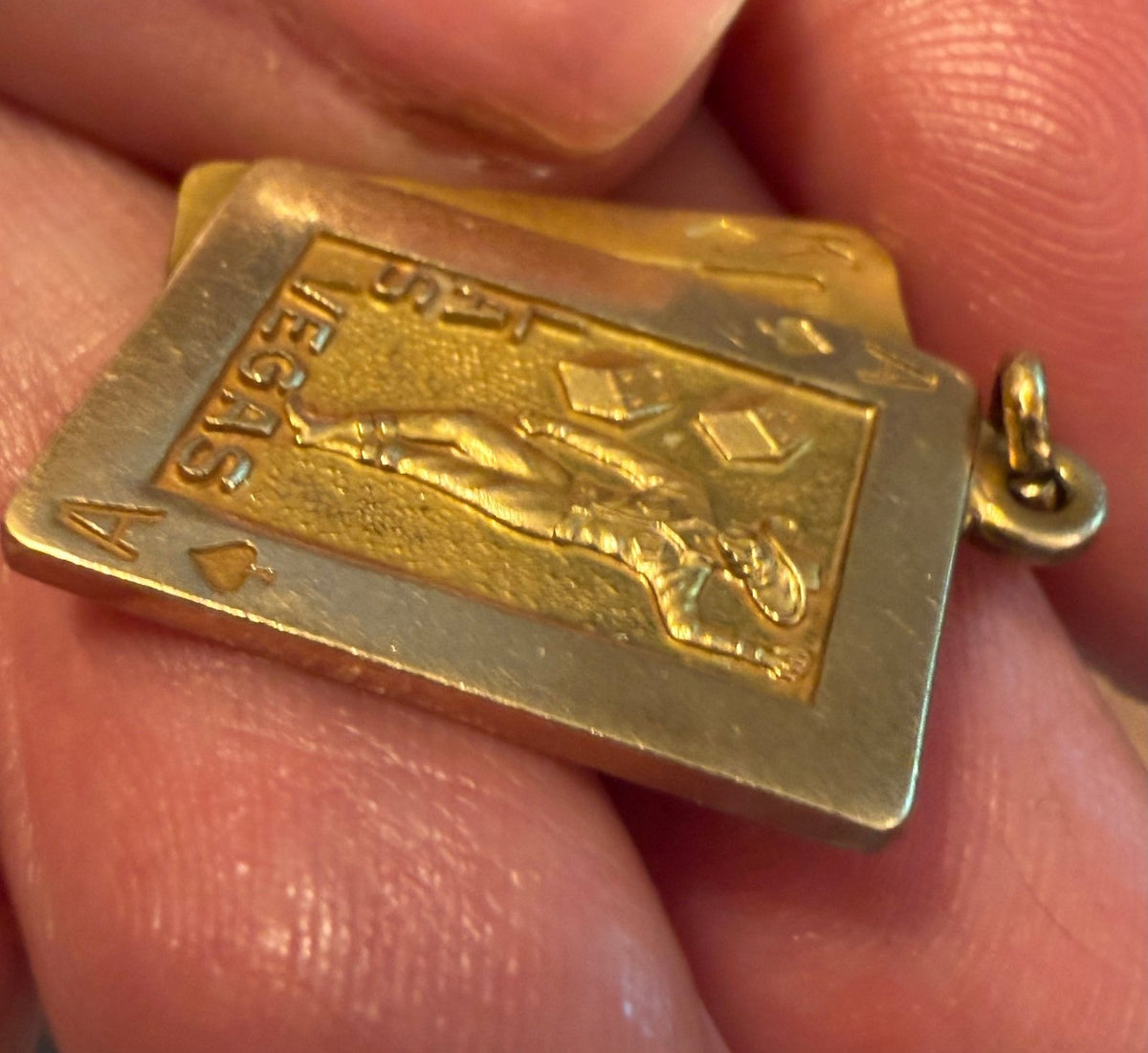 10k Gold 1969 Las Vegas Casino Gambling COWBOY Pendant. 1" + 6g