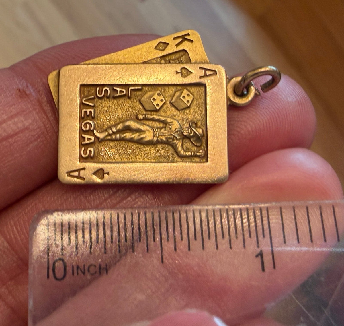 10k Gold 1969 Las Vegas Casino Gambling COWBOY Pendant. 1" + 6g