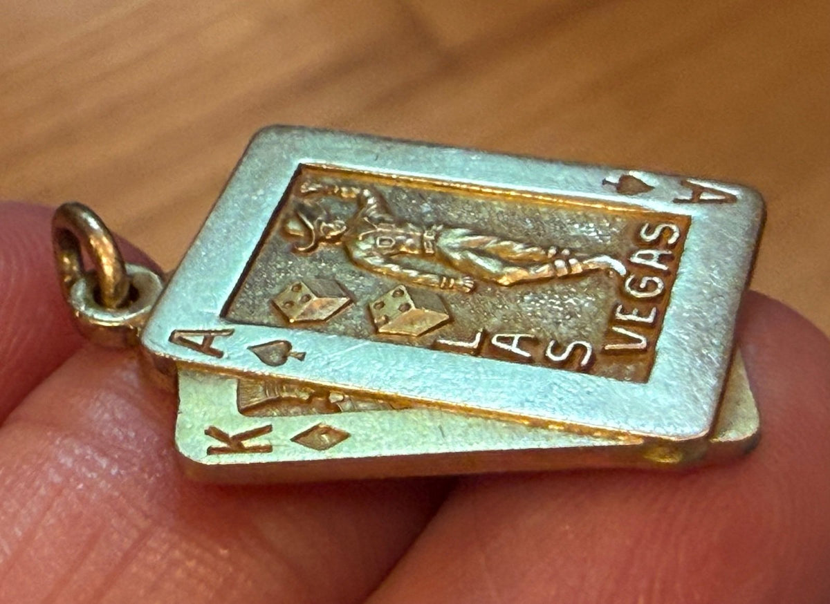 10k Gold 1969 Las Vegas Casino Gambling COWBOY Pendant. 1" + 6g