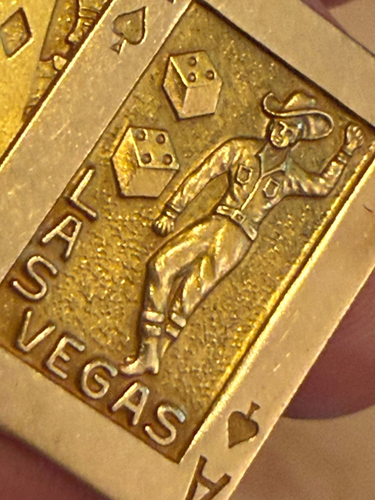 10k Gold 1969 Las Vegas Casino Gambling COWBOY Pendant. 1" + 6g