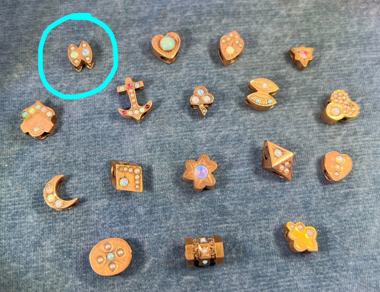 10k Gold 2 Marquise Gypsy-Set Opal Slide Charm Pendant *Video*