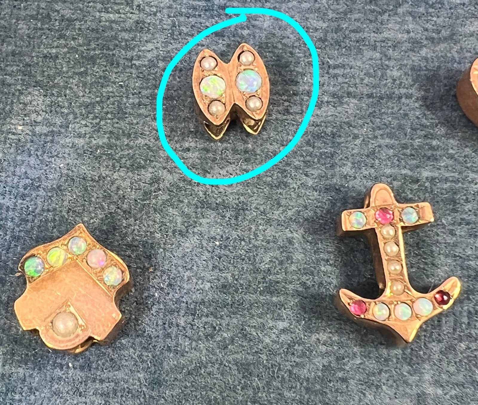 10k Gold 2 Marquise Gypsy-Set Opal Slide Charm Pendant *Video*