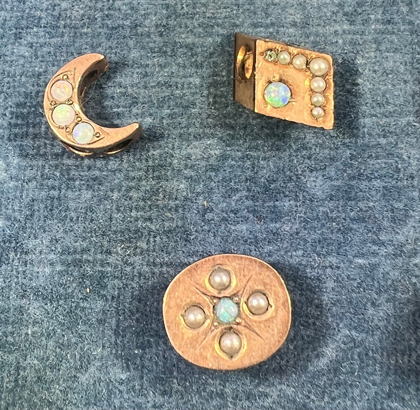 10k Gold 2 Marquise Gypsy-Set Opal Slide Charm Pendant *Video*